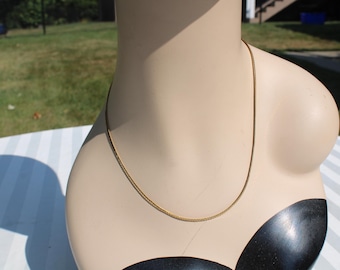 Gold Tone Metal Cobra Chain Necklace - 17 inch Chain Necklance