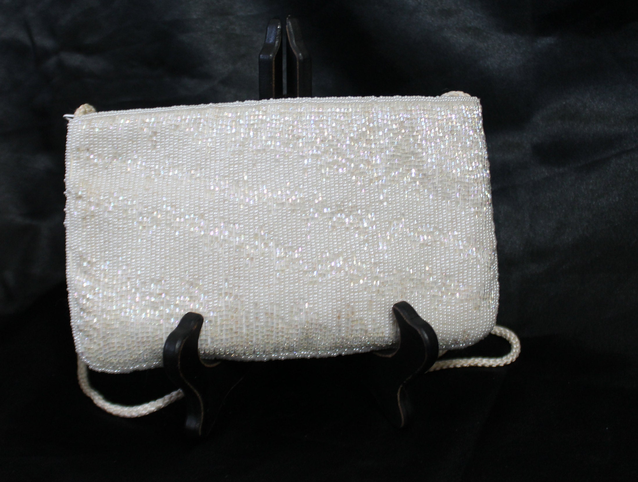 Sac Bandoulière Perles Sac à Main Perles Blanc CHIC DIARY - Pochette De Soirée Élégante - Bandoulière Réglable Pochette Soirée Perles