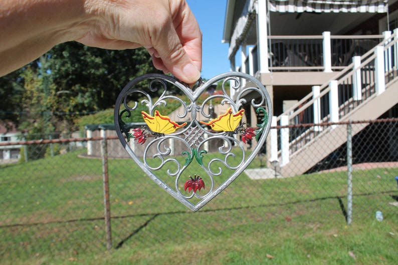 Pewter Metal Heart Wallhanging / Ornament With Scroll Work and - Etsy
