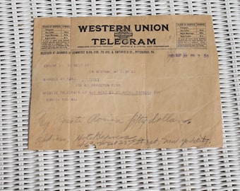 Western Union Telegram from 1921 - Collectible, Ephemera,