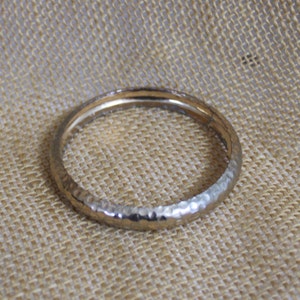 Gold Tone Metal Curved Hammered Bangle Bracelet - Small Gold Hammered Bangle Bracelet