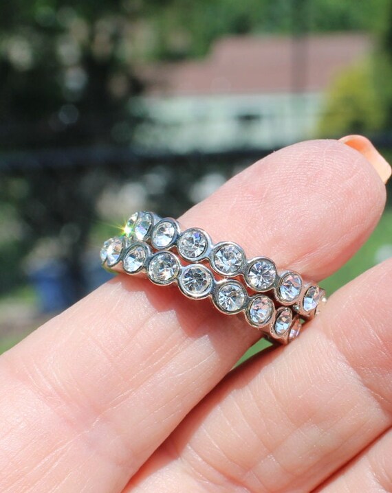 Two Stacking Eternity Rings with Rhinestones in a… - image 8
