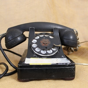 Black Rotary Dial Desk Phone from Bell Systems Made by Western Electric