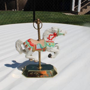 Hallmark  &quot;Tobin Fraley Carousel&quot; Keepsake Ornament Dated from 1993 - Carousel Horse Christmas Tree Ornament - Removeable Display Stand