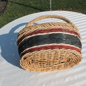 Red, White and Blue Wicker Basket with Handle - Market / Shopping Basket - Mail Basket - Trinket Basket - Storage Basket image 6