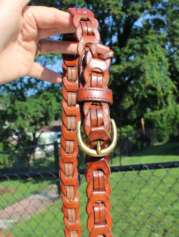 Woven Loop Brown Leather Belt by Amiee Lynn - Size SM  display picture 1
