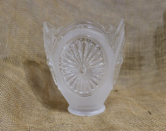 Frosted Glass Light Shade with Clear Starburst Oval Medallions and Scalloped Edges - Diffuser, Ceiling Fan Chandelier, Wall Sconce