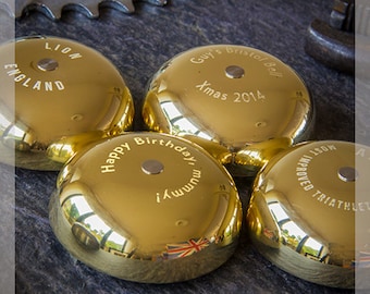 Custom engraved bicycle bell, made in England