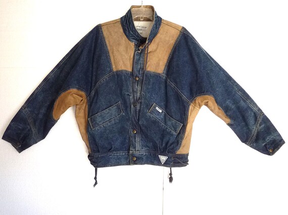 Vtg 80s Guess Georges Marciano Denim and Leather Jacket