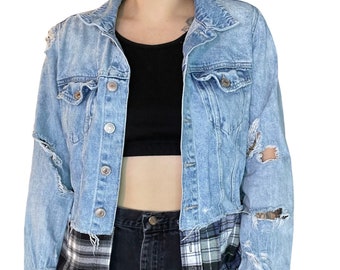 Flannel Jean Jacket - Etsy