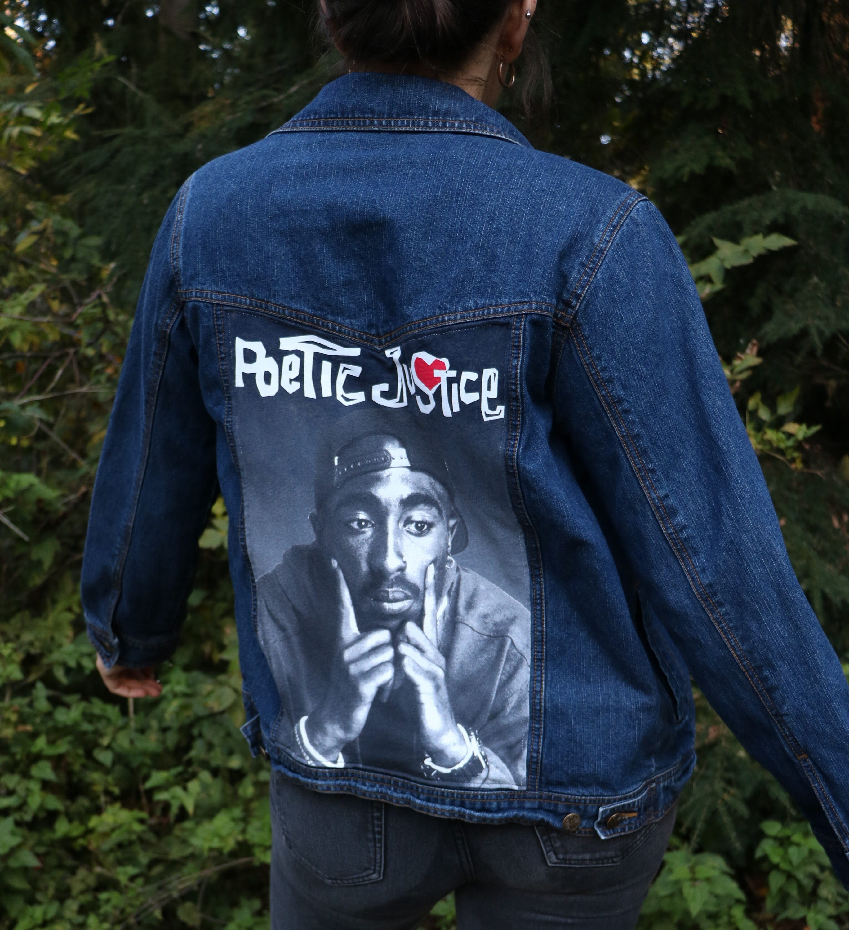 Upcycled Poetic Justice Tupac Denim Jean Jacket Small Etsy