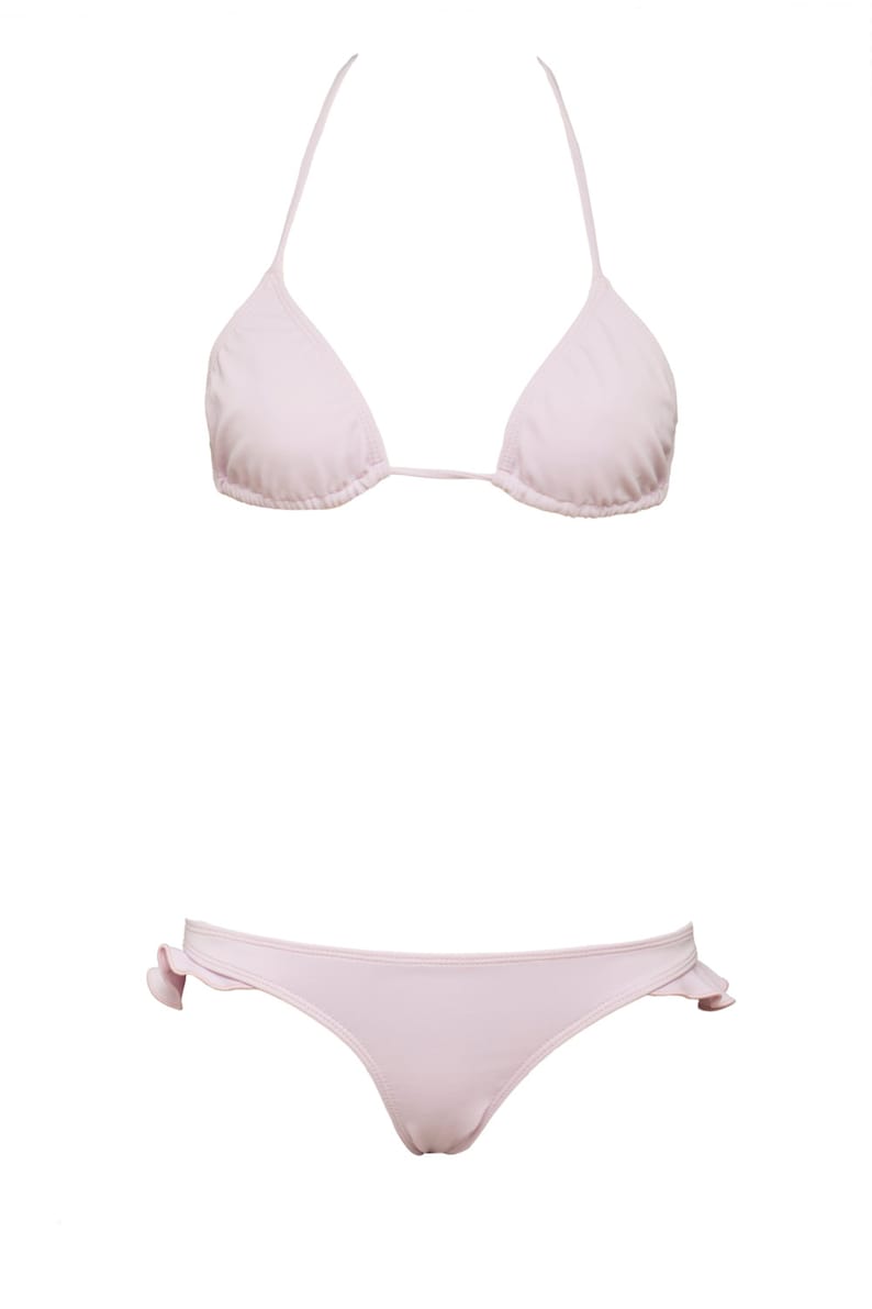 Full Bikini Set Mint Green Triangles Top Ruffle Bottom Pastel Colors Sexy Two Pieces Swimwear Etsy