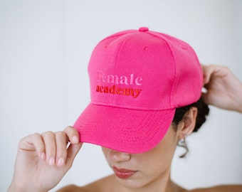 Boné de beisebol rosa bordado: chapéu feminino de algodão da Academy