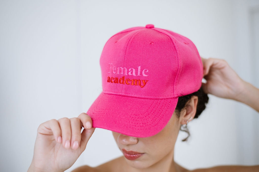 Embroidered Pink Baseball Cap: Female Academy Cotton Hat - Etsy display picture 1