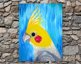 cockatiel, cockatiels, bird painting, budgie, cockatiel art, cockatiel print, cockatiel prints, paintings, cockatiel painting, 29.5" x 23.5"