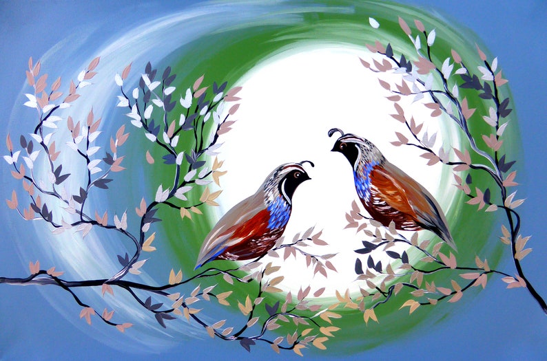 Quails Quail Painting Paintings Of Cute Birds 2 Love - Etsy