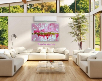pink painting on canvas, large pink painting, abstract ar,t on canvas, huge painting, large  painting, large canvas painting, art,36" x 24"