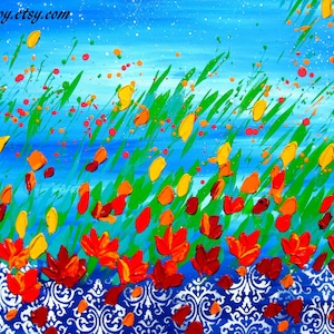 textured art, pallet knife painting, textured flowers, paintings with flowers,painting on canvas, colorful painting, abstract art, 36 x 24 image 5