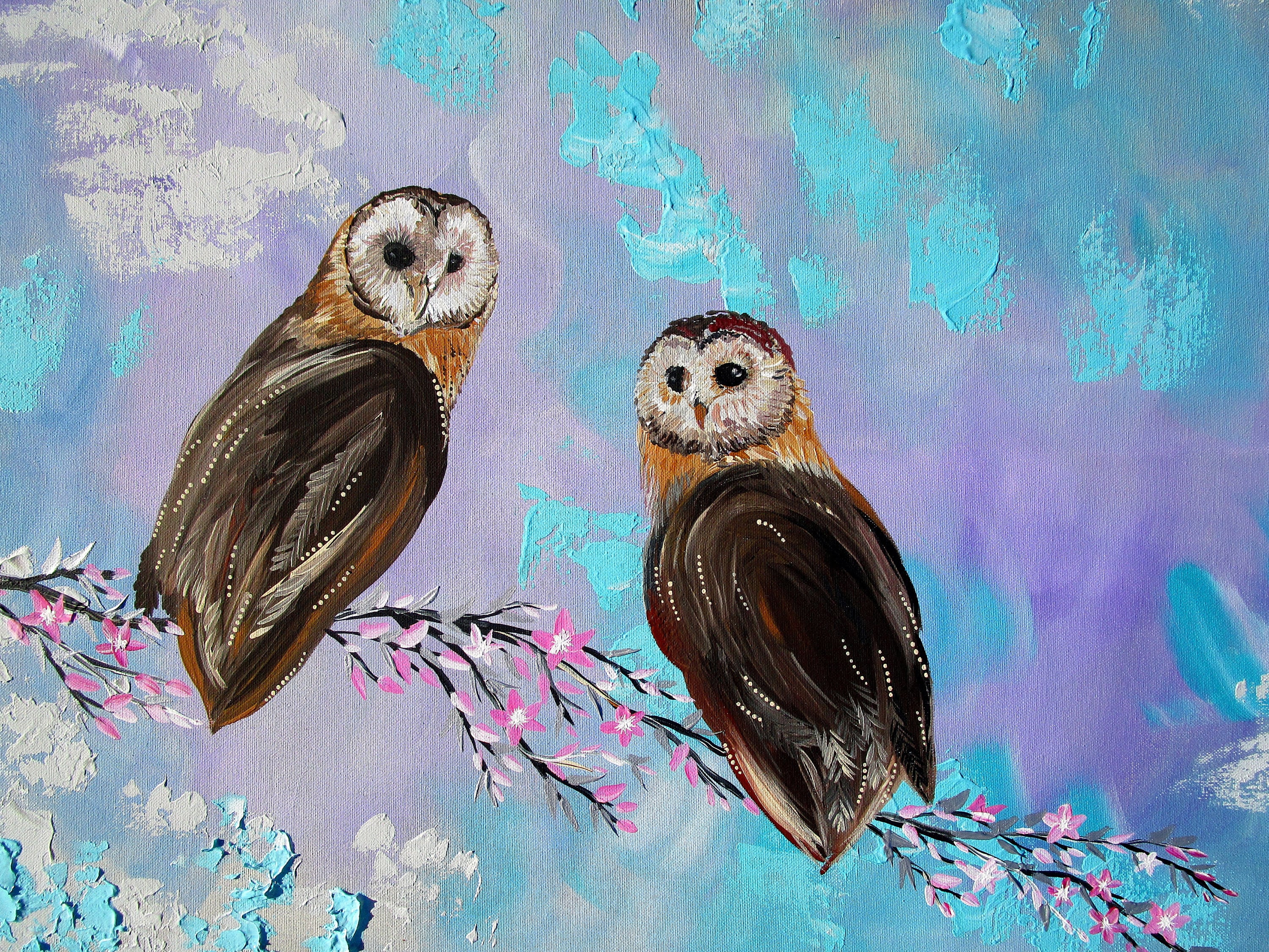 Owl Art Owl Painting Owl Pictures Owl Prints With 2 Owls Etsy 日本
