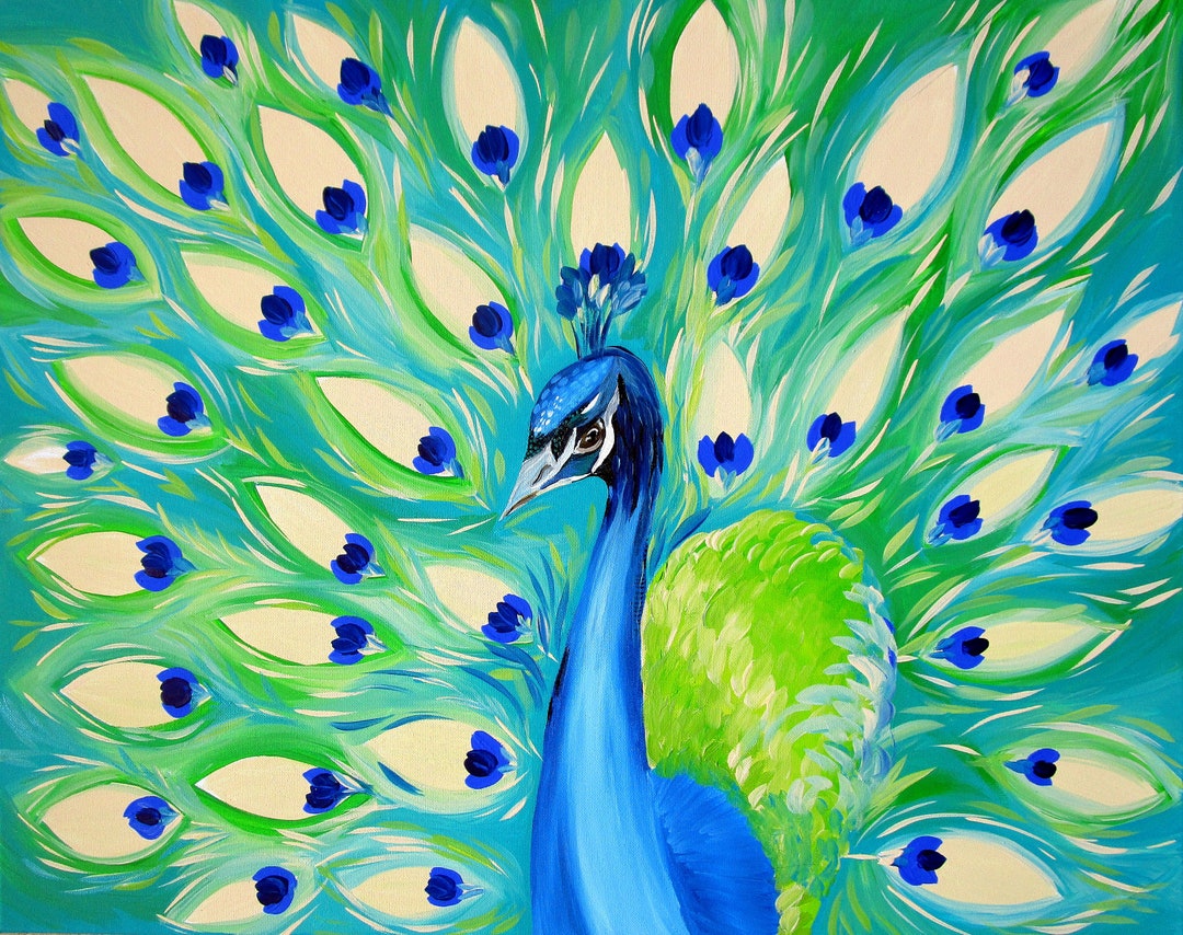 easy paintings of peacock