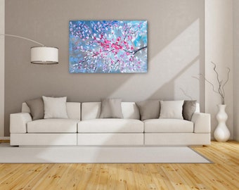 cherry blossoms, cherry blossoms art, paintings of sakura, print of cherry blossoms, japanese cherry blossoms, japan, from Australia,36"x24"