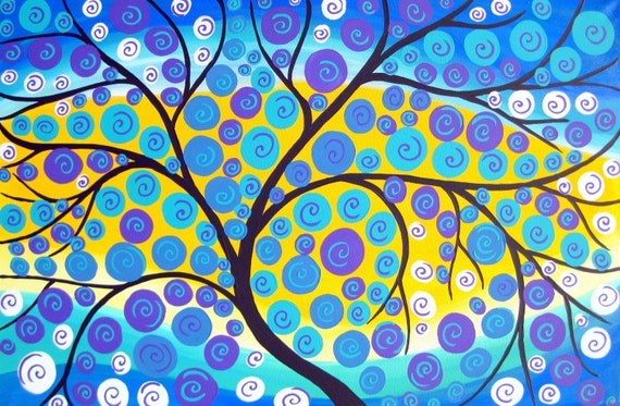 Aqua Painting, Aqua, Art, Blue and Green, Paintings, Painting, Tree of  Life, Large, Abstract Painting, Abstract Art, Large Painting, 36x24 