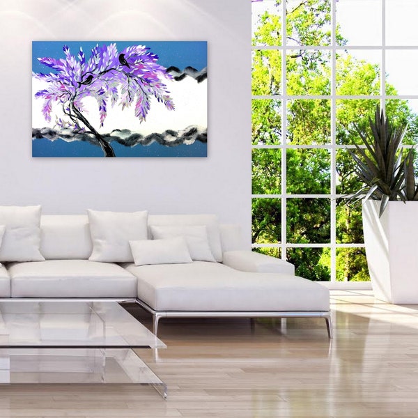 purple and gray, art, painting, from Australia, Australian, paintings, with, greys, grays, neutral, tones, pretty, canvas, large, big36"x24"