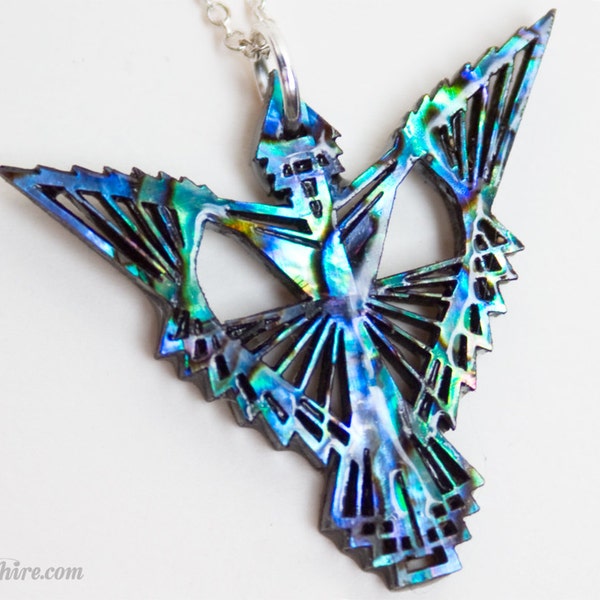 Phoenix Necklace — Abalone, Phoenix Pendant, Phoenix Jewelry, Firebird Necklace, Phoenix Gift, Phoenix Rising, Phoenix Bird Art