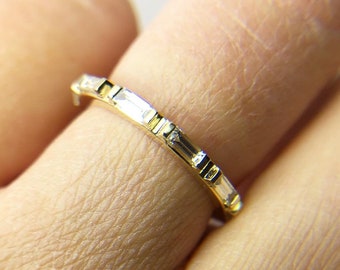 Diamond Wedding Band 14KT yellow gold/0.50ct diamond ring fits all engagement rings/Stacking diamond band/modern baguette diamond band ring