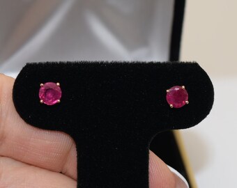 Red Ruby studs 14kt gold/Double gallery beautiful red ruby studs 100% natural conflict free gemstones/pink ruby studs