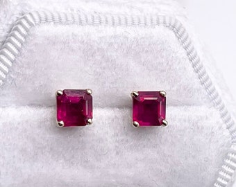 Square Ruby Earring | Etsy Square Ruby Earring | Etsy