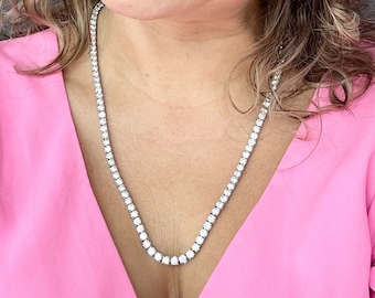 Diamond tennis necklace 37 carats 22" inches long 14KT 47 grams CVD lab grown diamond necklace