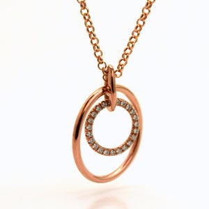 Diamond Necklace rose gold 14KT/Dangling natural diamond pendant necklace rose gold/Long chunky chain necklace pendant gold