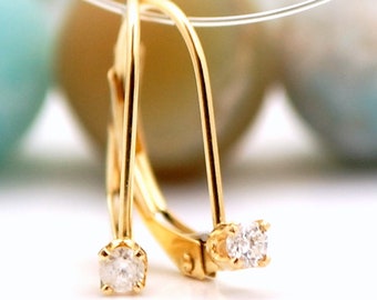 Small Genuine Diamond Earrings 2mm Huggies 14k Yellow White Gold Appraisal Included FREE SHIPPING Canadian Conflict Free diamond studs