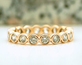 Salt Pepper Band/Bezel Diamond Wedding Ring 14KT yellow gold/ Genuine Diamond ring yellow gold 14KT