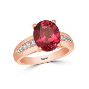 Tourmaline Diamond ring 18K yellow Gold Statement Cocktail ring/Large Oval cocktail ring