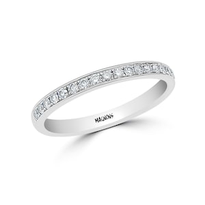 0.40ct Half way Genuine Diamond Wedding band 18K White gold Free Shipping