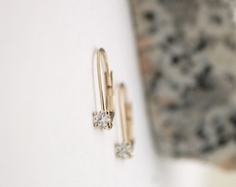 Natural Diamond Earrings Huggies 14k White Gold 2.75mm FREE SHIPPING Canadian Conflict Free diamond leverback earrings kids