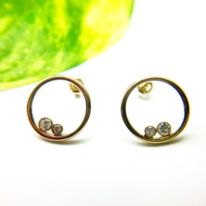 Diamond stud earrings Yellow Gold 14k Conflict Free diamond earrings/ geometric Hoop Rund diamond earrings natural diamond earrings earth
