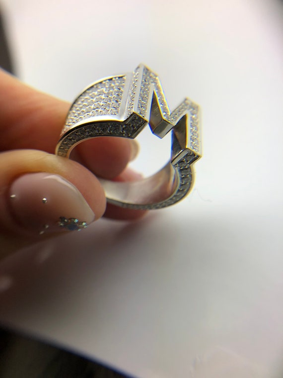 Anillo enorme hombre plata Anillo cristales Swarovski aut nticos