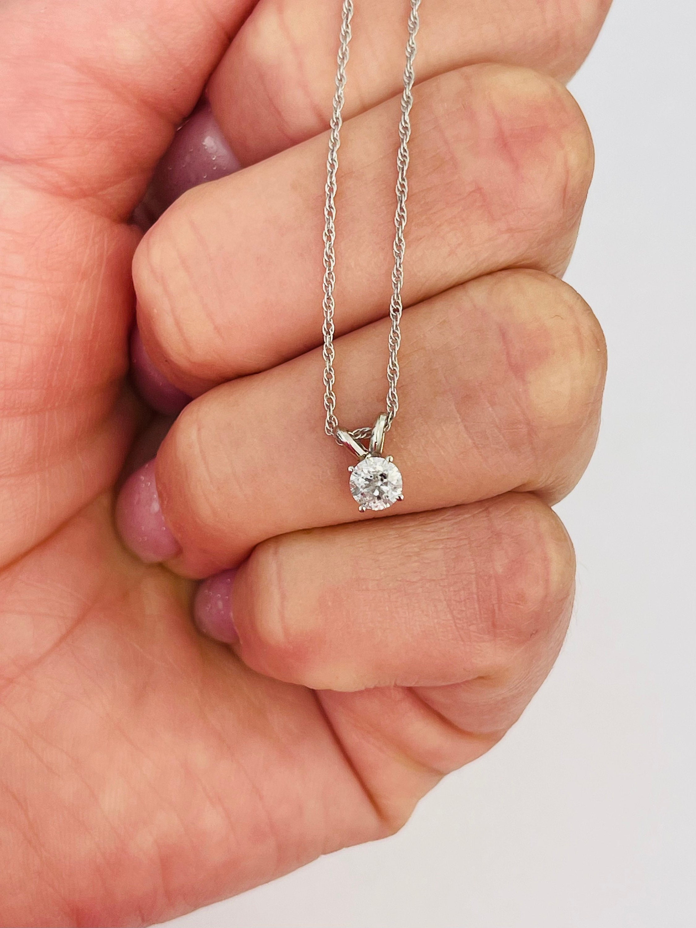 Diamond Solitaire Necklace 1/4 Carat 10K White Gold (I/I2) | Kay
