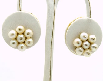 pearl stud earrings/Cluster pearl earrings 14KT yellow gold/Huge pearl earrings Natural freshwater white pearl earrings WOW