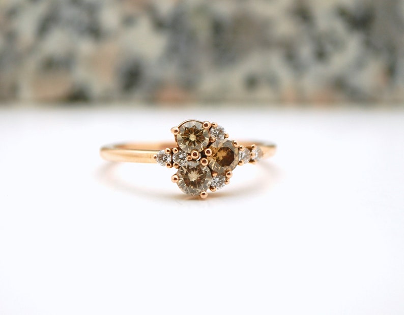 0.60ct Champagne Diamond Ring 14K ROSE Gold Diamond Engagement - Etsy