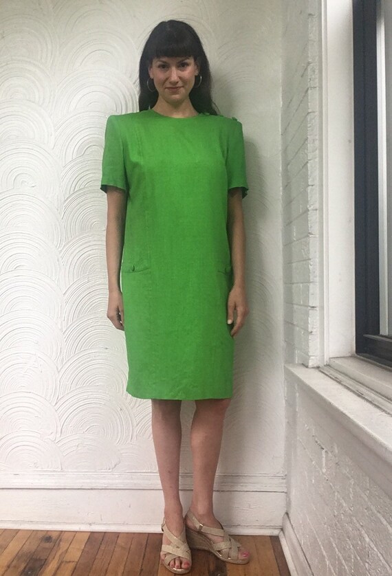green shift dress