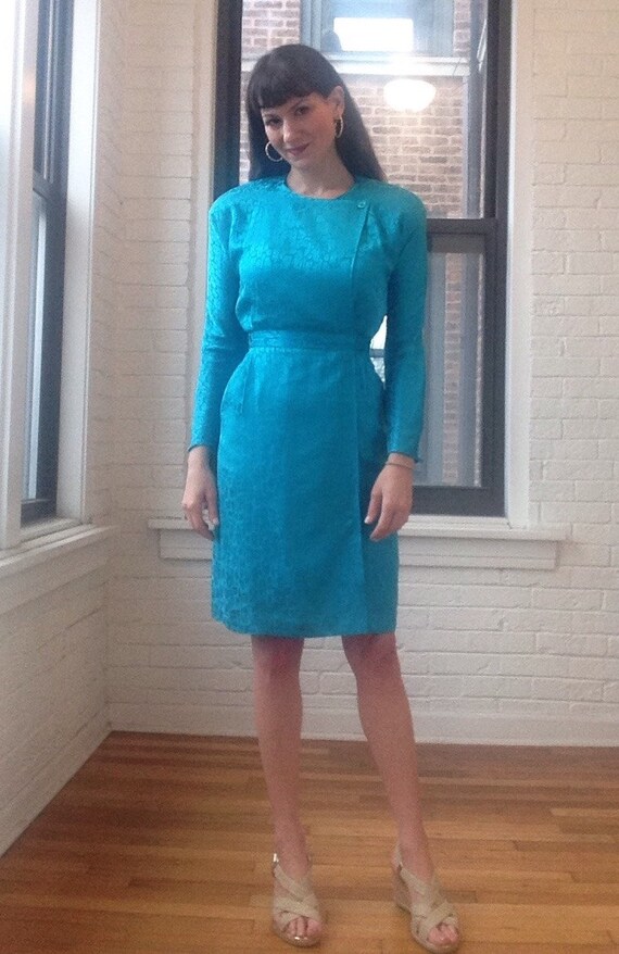 1980s Printed Silk Wrap Dress