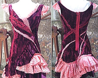 Rose tattered velvet dress