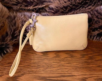 Vintage Coach Lemon Yellow Leather Skinny Wristlet Clutch!