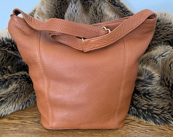 Coach Vintage British Tan Sonoma Soft Bucket Natural Grain Large Shoulder Bag ~ 4927