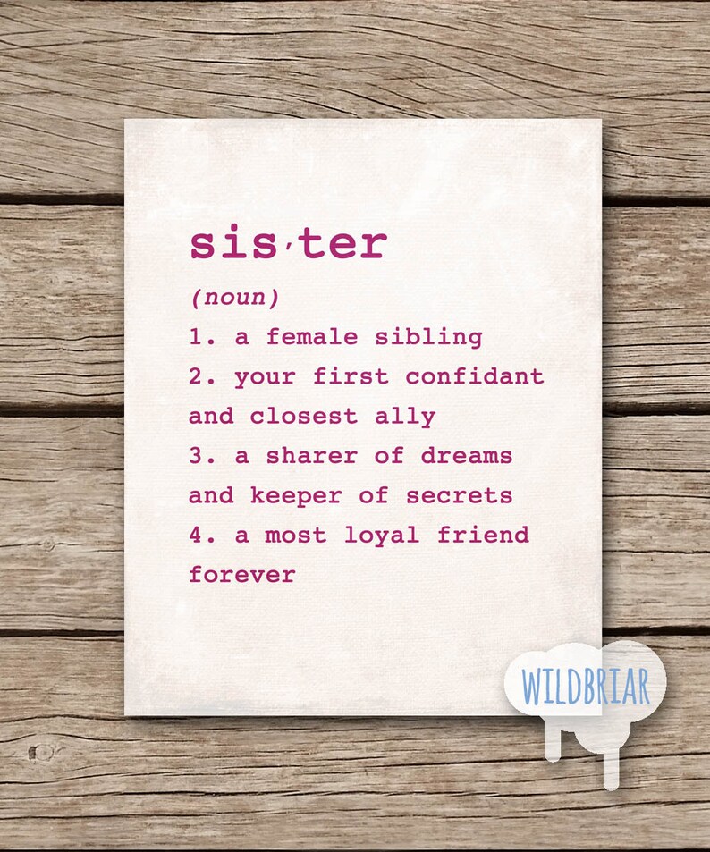 Printable Wall Art Sister dictionary definition girls room Etsy