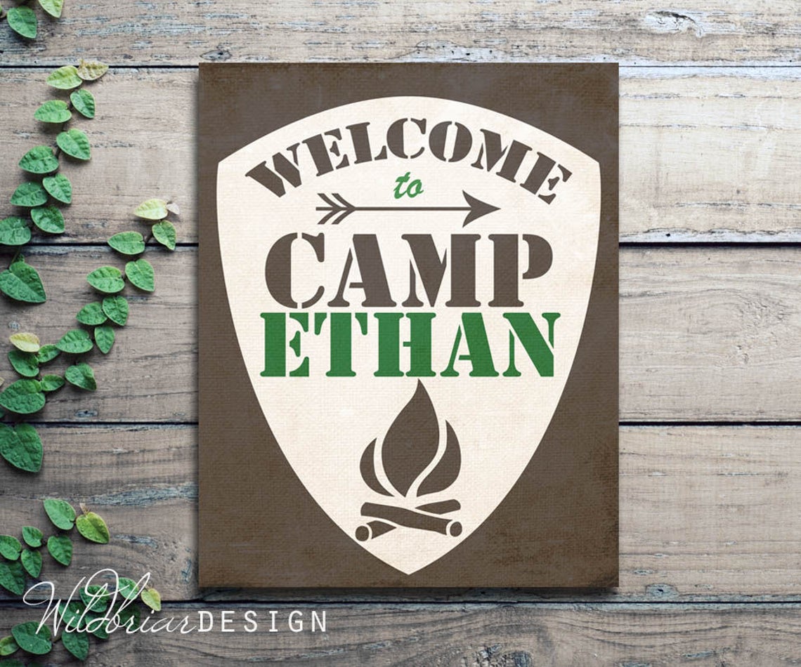 Custom Printable Wall Art Party Decor welcome to camp sign | Etsy